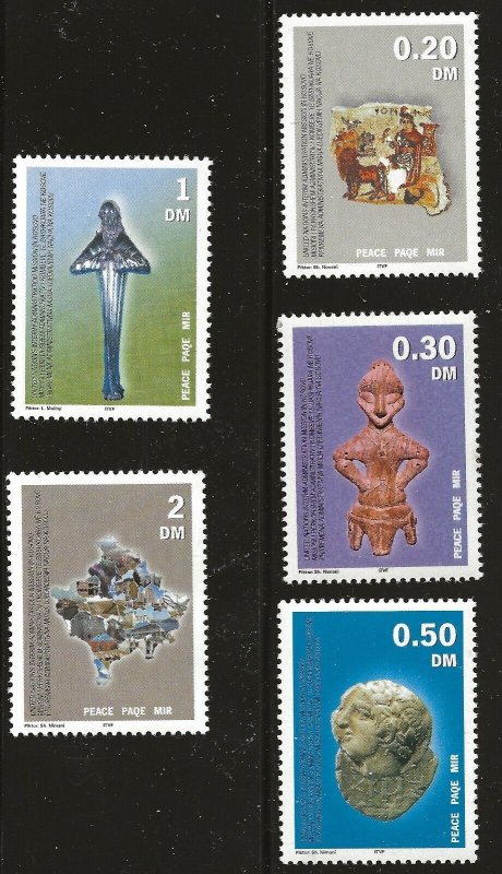 Kosovo Scott #1-5, Singles 2000 Complete Set FVF MNH