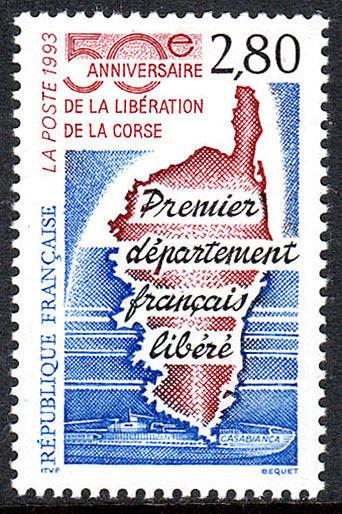 France 2372, MNH. Liberation of Corsica, 50th аnniv. 1993