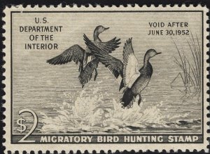 US #RW18 $2 Gray Black  Duck Stamp MINT NH SCV $90.00