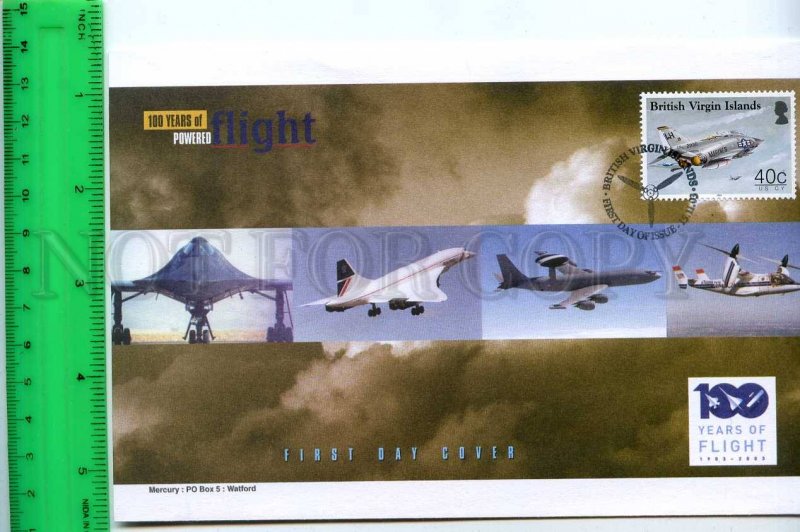 242097 BRITISH VIRGIN ISLANDS 100 years of FLIGHT PLANES 2003 year FDC