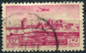 Lebanon Sc#C163 Used, 35p lil rose, Lebanese landscapes and cedar - 1951 (1951)