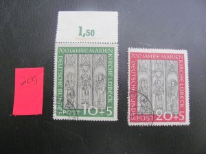 GERMANY 1951 USED SC B316-317 SET VF/XF (209)