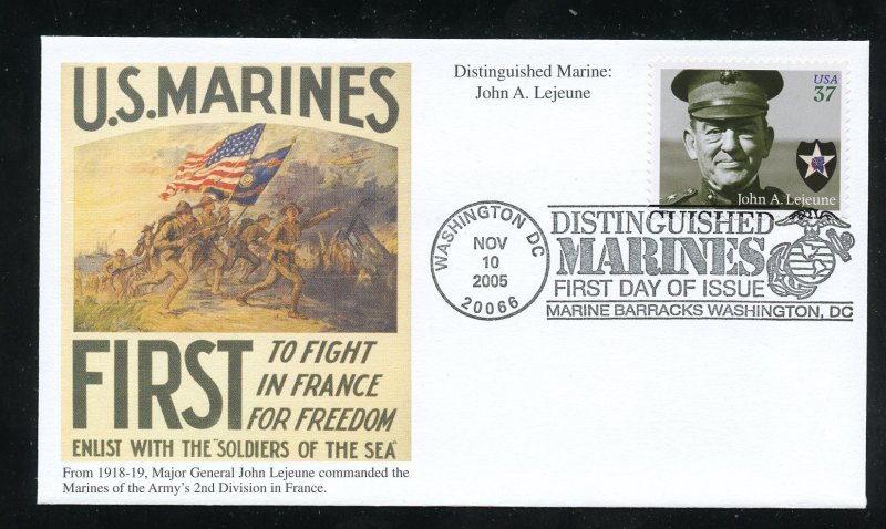 US 3961 Distinguished Marines, John A. Lejeune UA Mystic cachet FDC
