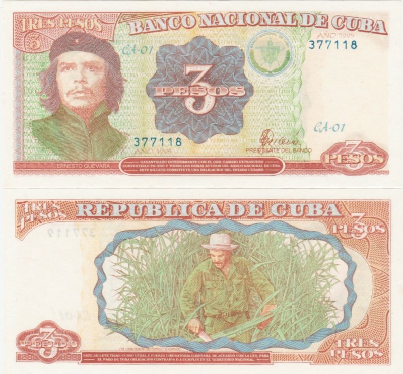 1995 Cuba 3 Pesos Che  GEM  Crispy Unc