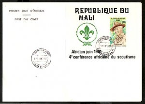 Mali, Scott cat. 428. 4th Scout Conference s/sheet. First day cover. ^