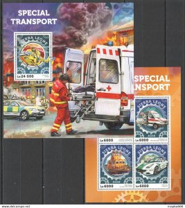 2016 Sierra Leone Special Transport Ambulance Police Kb+Bl ** Stamps St389