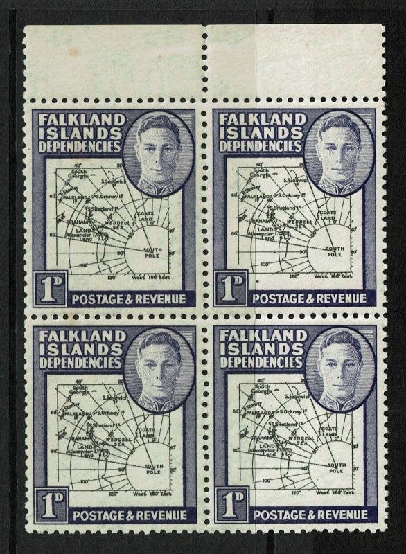 Falkland Islands SG# G2 Block of 4 MNH w/ Varieties Plate 1 (See Notes) - S6014