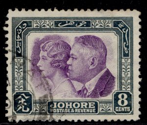 MALAYSIA - Johore GVI SG129, 8c bright violet & slate, FINE USED.