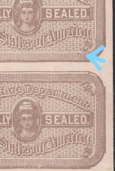 #OX5a IMPERF strip of three w GUM, constant flaw extra line Type E, HIGH QUALITY