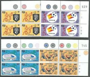 FIJI 1982 FOOTBALL World Cup set plate blocks of 4 MNH.....................61594