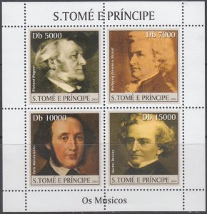 ST THOMAS and PRINCIPE # STP003 MNH S/S of 4 Diff COMPOSERS