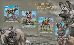 CENTRAFRICAINE 2014 SHEET WILD DOGS WILDLIFE