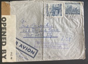 1941 Prague Bohemia Germany Dual Censored Airmail Cover To New York Usa