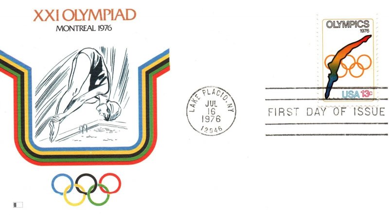 US FIRST DAY COVERS MONTREAL 1976 OLYMPICS XXI BY FLEETWOOD (4 DIFFERENT)