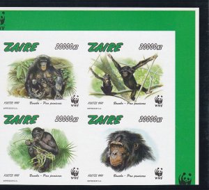 Zaire # 1466, WWF - Monkeys, IMPERF, Mint NH, 1/2 Cat.