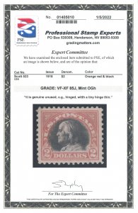 US Scott #523 Mint, Superb, Hinged, PFC, PSE (Graded 85J)