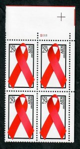 2806 AIDS MNH Plate Block  -UR