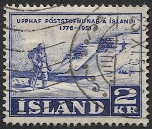 ICELAND 1951  Sc 271  Used  VF 2kr  Mail Delivery