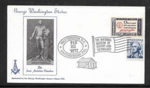 #1139 Washington D.C. Smithsonian STA. FEB/22/1972 MASONIC STAMP CLUB (my3413)