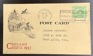 728 Linprint Post Card Cachet 1933 Century of Progress, Chicago FDC   P-5a