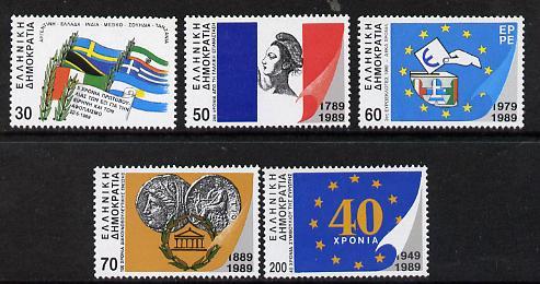 Greece 1989 International Anniversaries P14x13.5 set of 5...