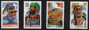 3083-3086 MNH Folk Heroes Singles