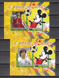 Djibouti, 2008 issue. Soccer/Football & Disney on 2 IMPERF sheets of 2.