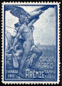 1911 Italy Poster Stamp Firenze (Florence) Circuito Aereo on the Campi di Marte