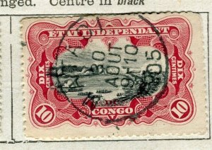 BELGIUM CONGO; 1900 early pictorial issue fine used 10c. value Postmark