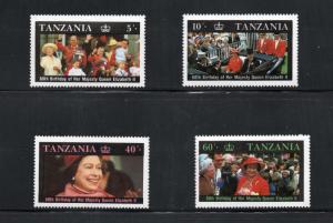 Tanzania  (1987)  - Scott # 333 - 336a,  MNH    60th Birthday QEII,  Set + Sheet