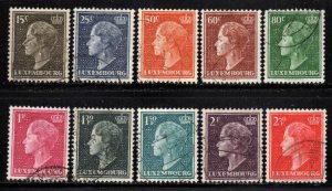 Luxembourg ~ 10 Different Type A45 Grand Duchess Charlotte ~ MX