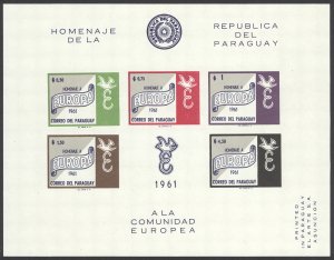 Paraguay Sc# 627a MNH Souvenir Sheet IMPERF 1961 Europa