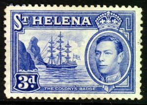 ST. HELENA King George VI 1938 3d. Ultramarine Badge of St.Helena SG 135 MINT