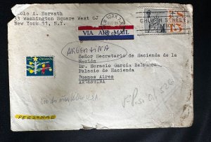 CM) 1963. UNITED STATES. AIRMAIL ENVELOPE SENT ARGENTINA. DOUBLE STAMP. XF