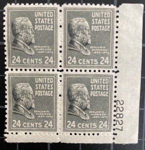 US Stamps-SC# 828  - 24 Cent - MNH - Plate Block Of 4 - SCV $14.50