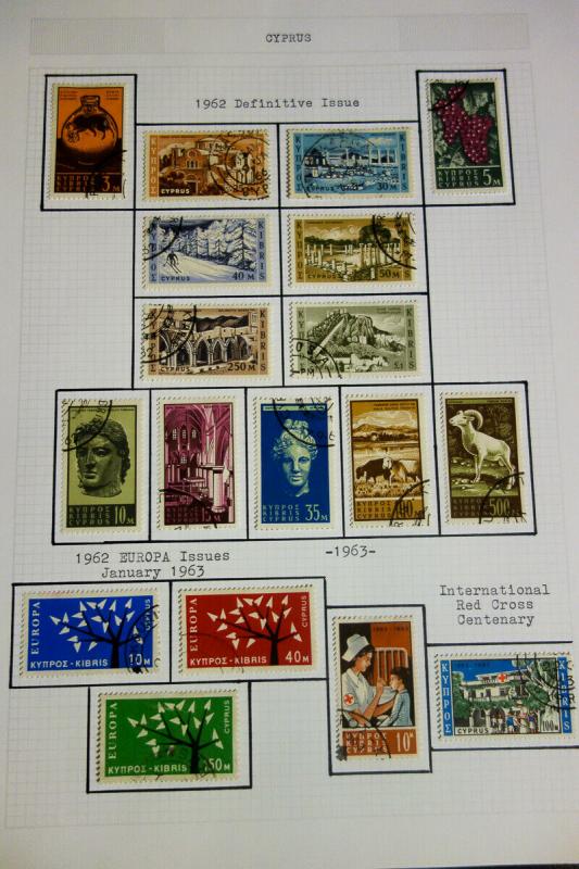 Cyprus Used Stamp Collection on Hand Drawn Pages