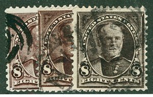 Scott 271 8c Sherman Bureau Issue Used Three Copies Cat $25.50