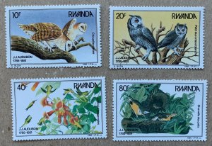 Rwanda 1985 Audubon Birds, MNH. Scott 1226-1229, CV $10.75