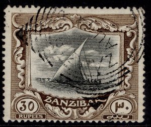 ZANZIBAR GV SG260c, 30r black & brown, FINE USED. Cat £900. WMK ROSETTES CERT