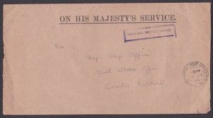 MAURITIUS 1944 local OHMS cover - GPO cds - National Service Office.........T304