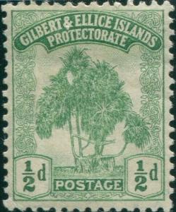 Gilbert & Ellice Islands 1911 SG8 ½d green Pandanus Pine MH                