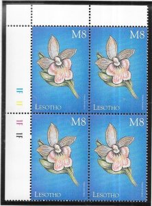 Lesotho #1192  8m  Orchids of the World margin block (MNH) CV $4.00