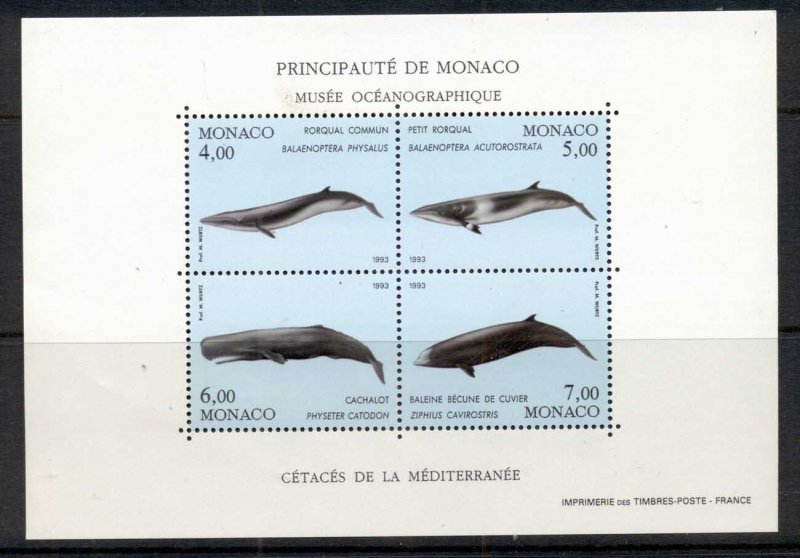 Monaco 1996 Marine Life Whales of the Meditteranean MS MUH