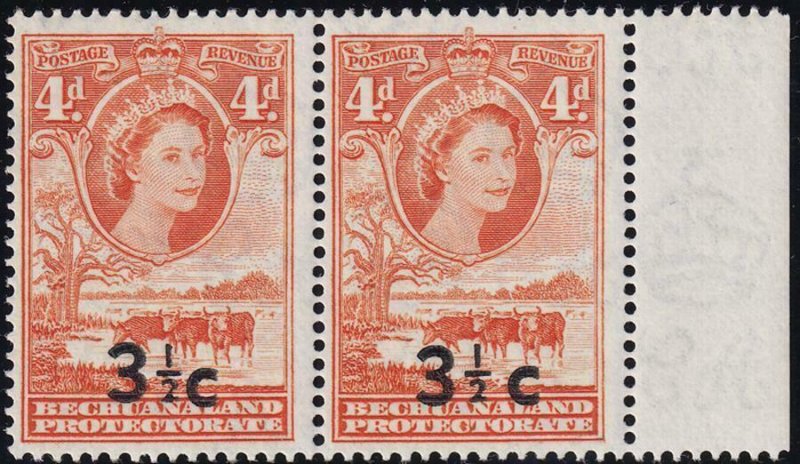 Bechuanaland 1961 SC 173a+173b SG 161c Wide Surcharge II 