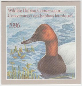 Canada - #FWH2 1986 Wildlife Conservation Stamp Booklet - Canvasback Ducks