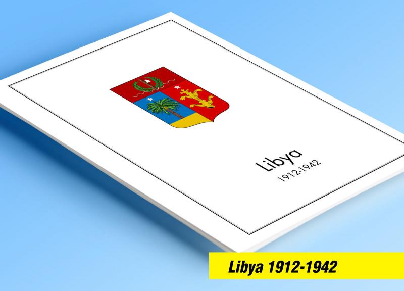 COLOR PRINTED ITALIAN LIBYA 1912-1942 STAMP ALBUM PAGES (24 illustrated pages)