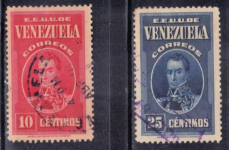 VENEZUELA SC# 328+332 **USED** 1938  10c + 25c   SEE SCAN