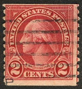 US # 599A VF RARE type II coil, well centered with clear markings,  seldom se...