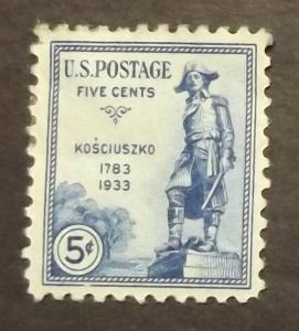 # 734,  5c General Tadeusz Kosciuszko, blue, 1933, MH (5680)