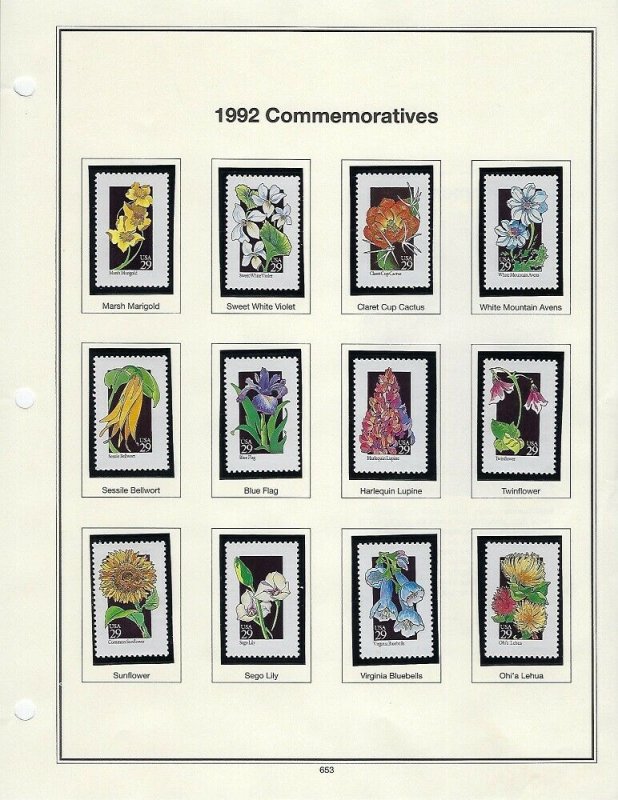 1992 2647-2696 29 cent WILDFLOWERS SET 50 MNH SINGLES - SCV $66.50 - W41